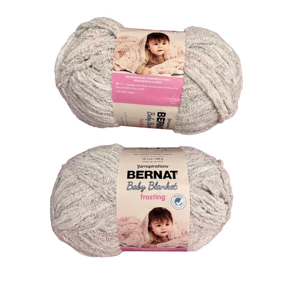Lot of 2 Bernat‎ Baby Blanket Frosting Super Bulky Yarn 10.5oz Skeins
